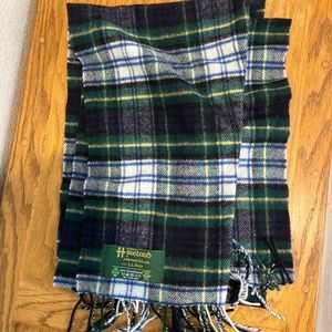 L.L Bean Plaid Fringe 100% Lambswool Scarf Unisex